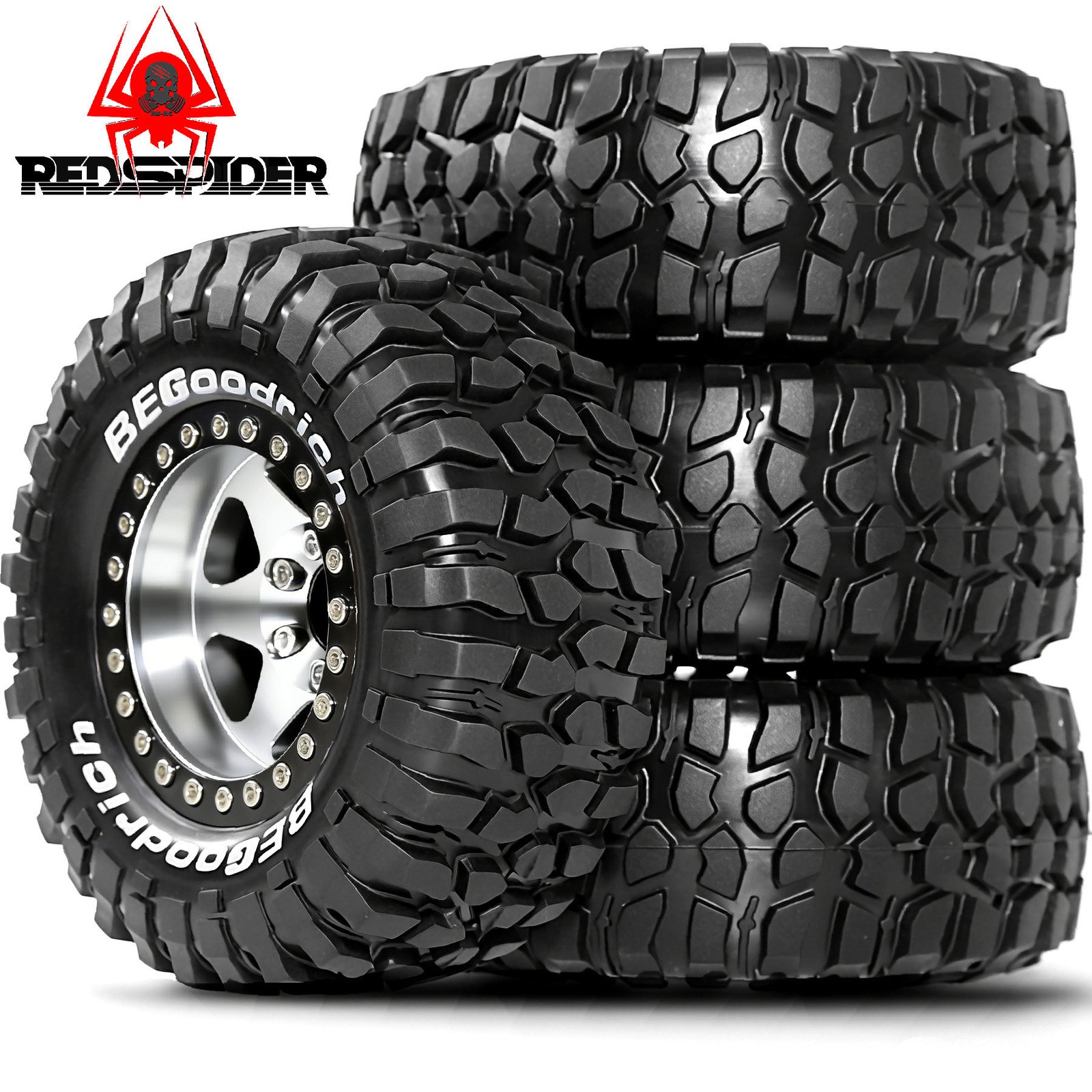 95mm 1.9″ Deep Dish Beadlock Wheel Rim Tire Set for 1/10 RC Crawler Car Axial