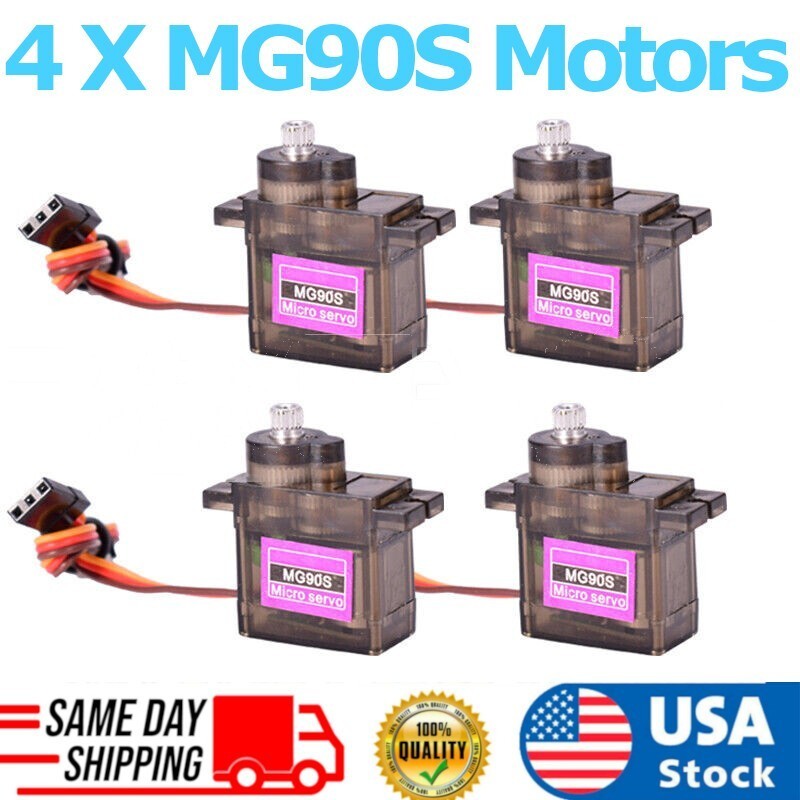 4Pack MG90S Metal Gear 180° Micro Servo for Boat Car Plane RC Helicopter Arduino