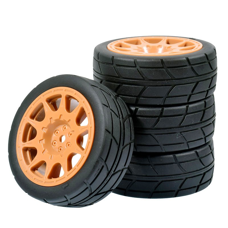 1/10 Onroad Touring Rc Car Wheels Rubber Tires Set for Tamiya HSP HPI tt01 tt02