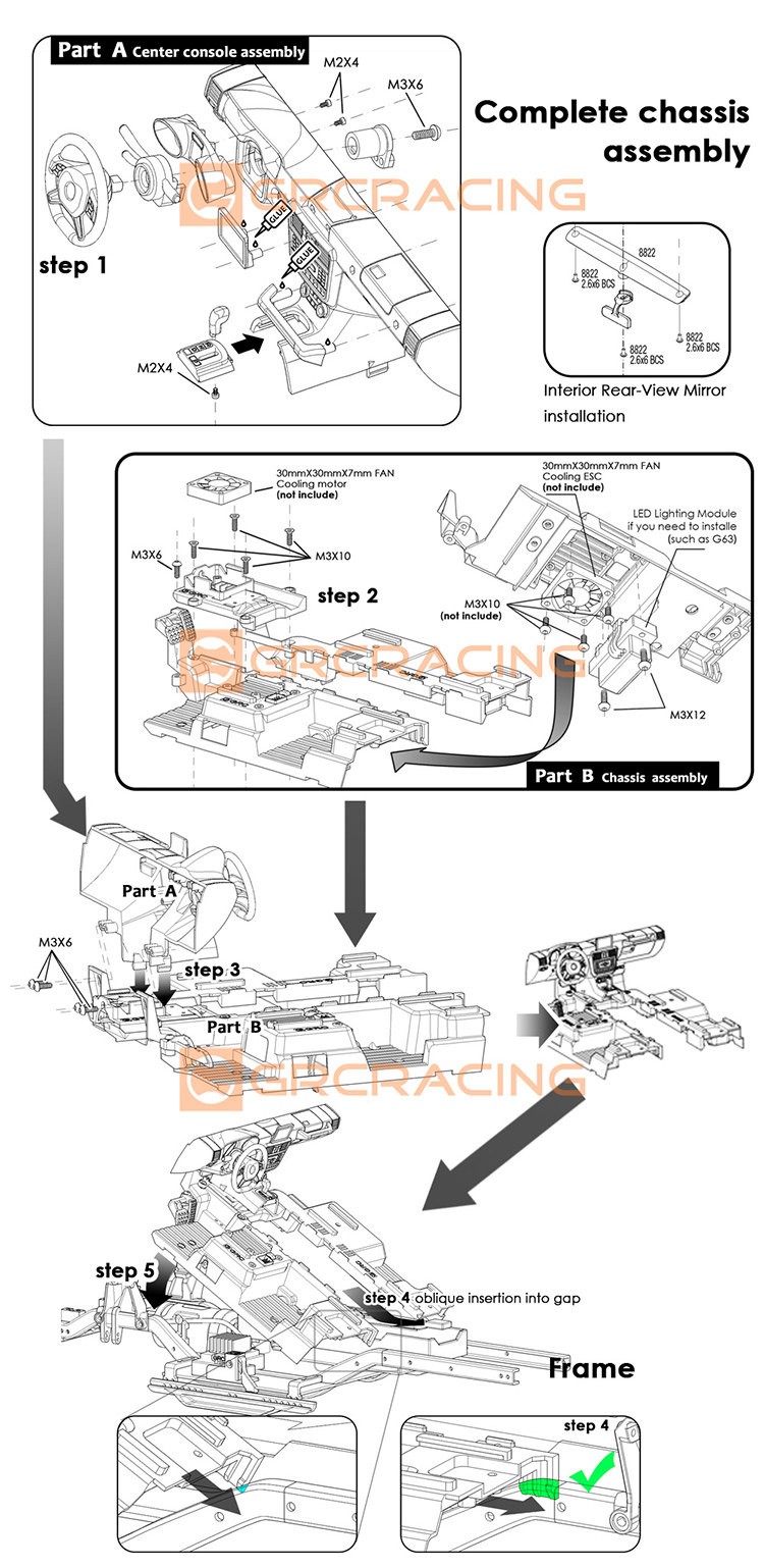 Interior kit G500 G63 6 × 6 Simulation Seat # G161G For TRX4/6 Mercedes Benz