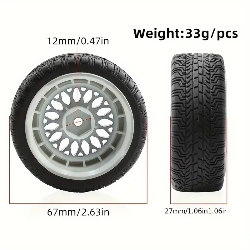 4PCS 65mm 1/10 On Road Rc car for Tamiya tt02 tt01e Hpi Rs4 kyosho D4 FW06 MST