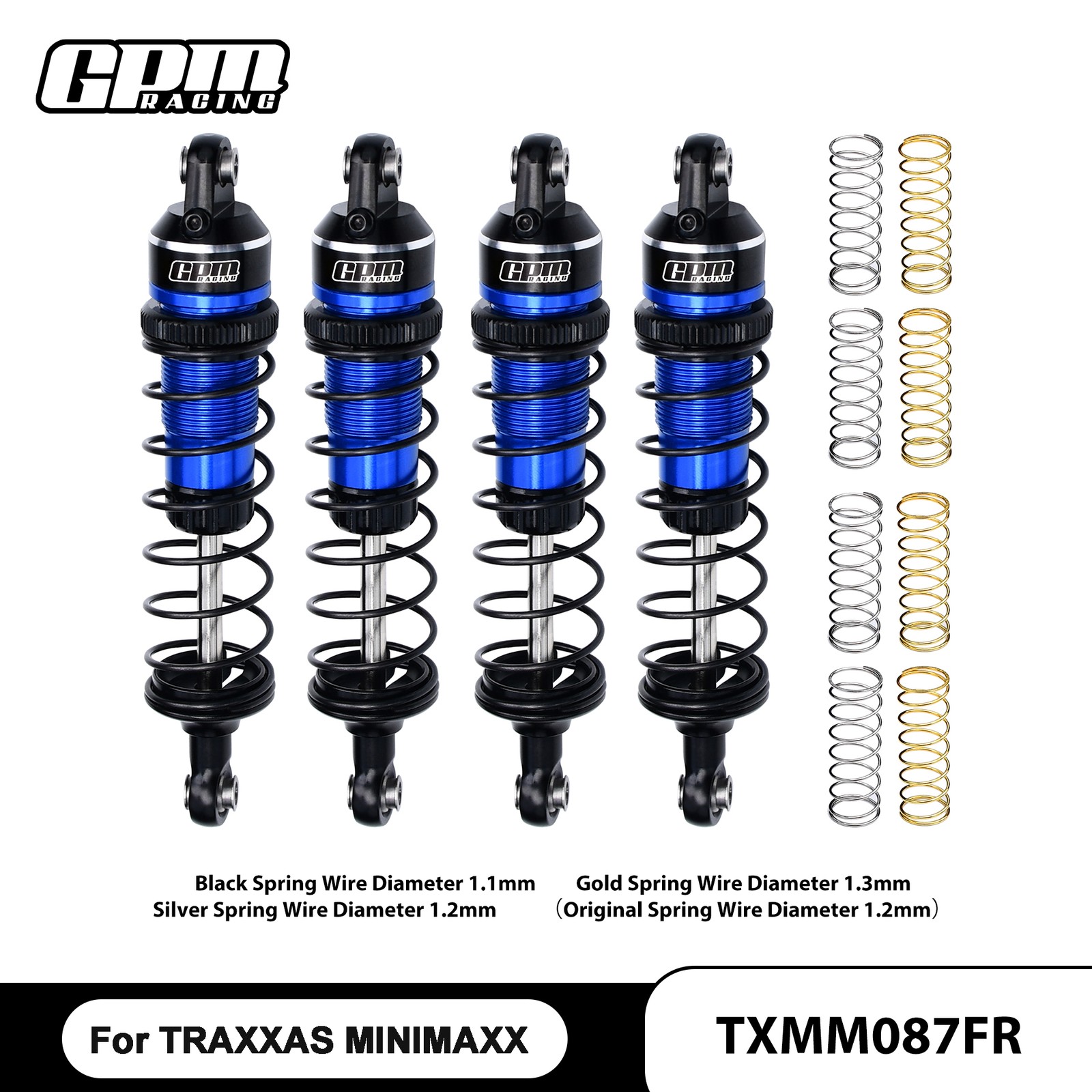 For TRAXXAS MINI MAXX MONSTER TRUCK-107154-1 RC Aluminum 4pcs Shock Absorber Set