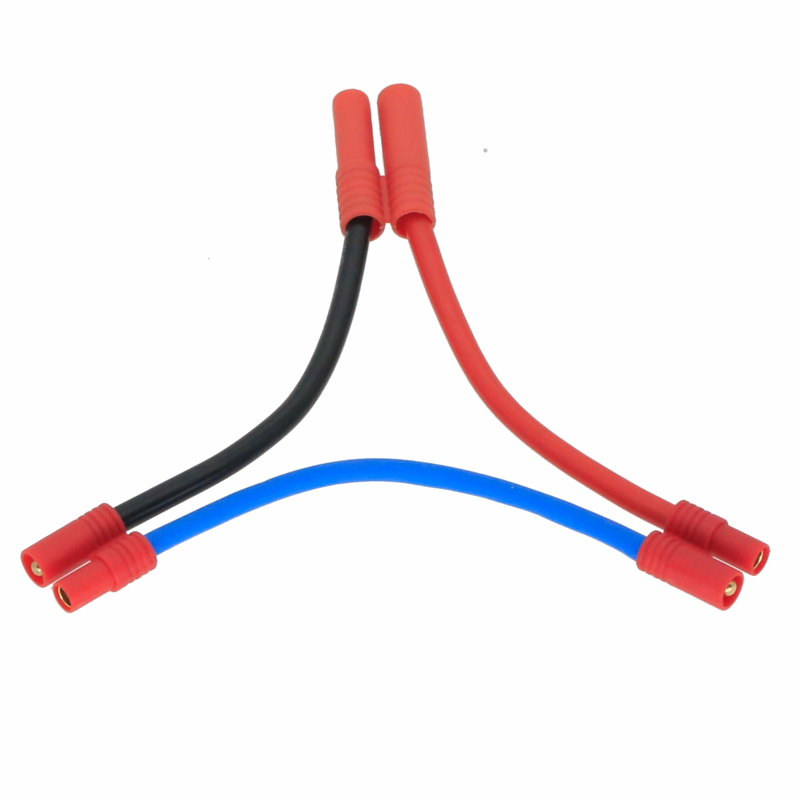 Series Wire HXT 4mm 1 Male-/Female+ to 2 Male-/Female+ HXT 3.5mm 12AWG 4″ Wire