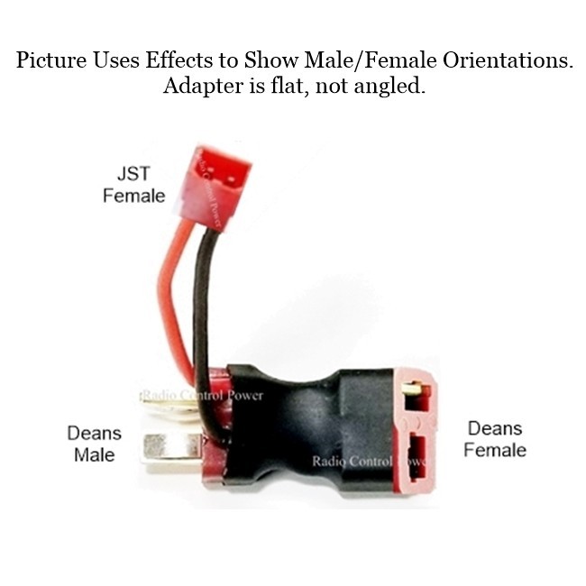 RCP-JRJST Deans Power Tap Connector to JST Female Deans Male to Deans Female