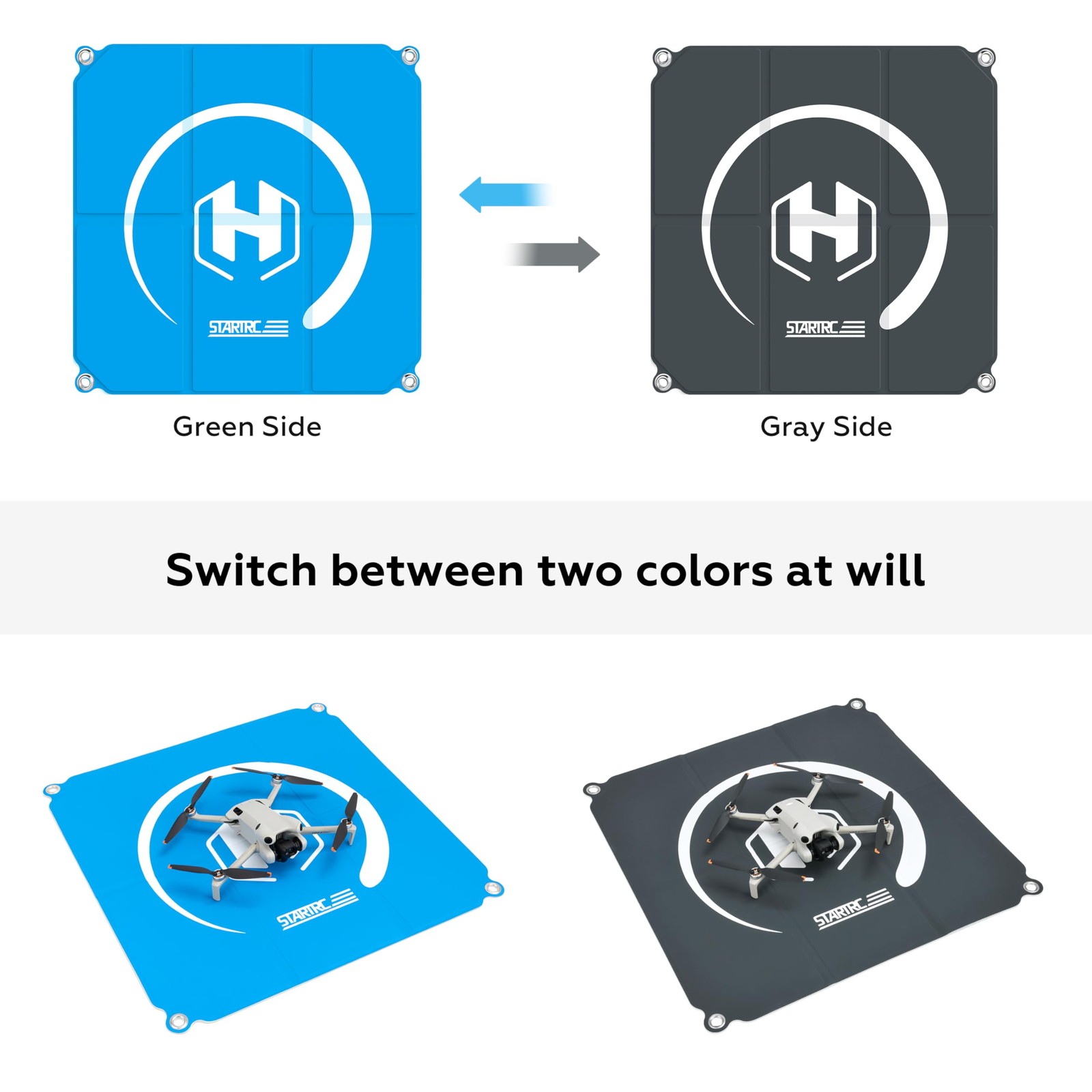 STARTRC Drone Landing Pad, Universal Waterproof 22-inch/55cm, Sky blue-gray