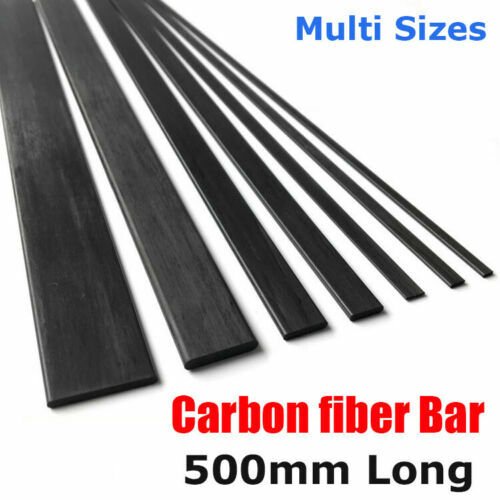 2pcs 500mm Carbon Fiber Strip Square Tube Flat Bar Shaft RC Airplane