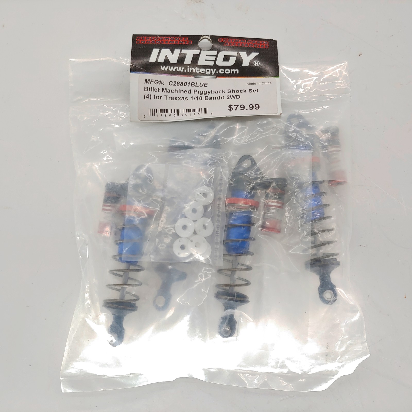 INTEGY C28801BLUE Billet Machined Piggyback Shock Set (4) for Traxxas 1/10