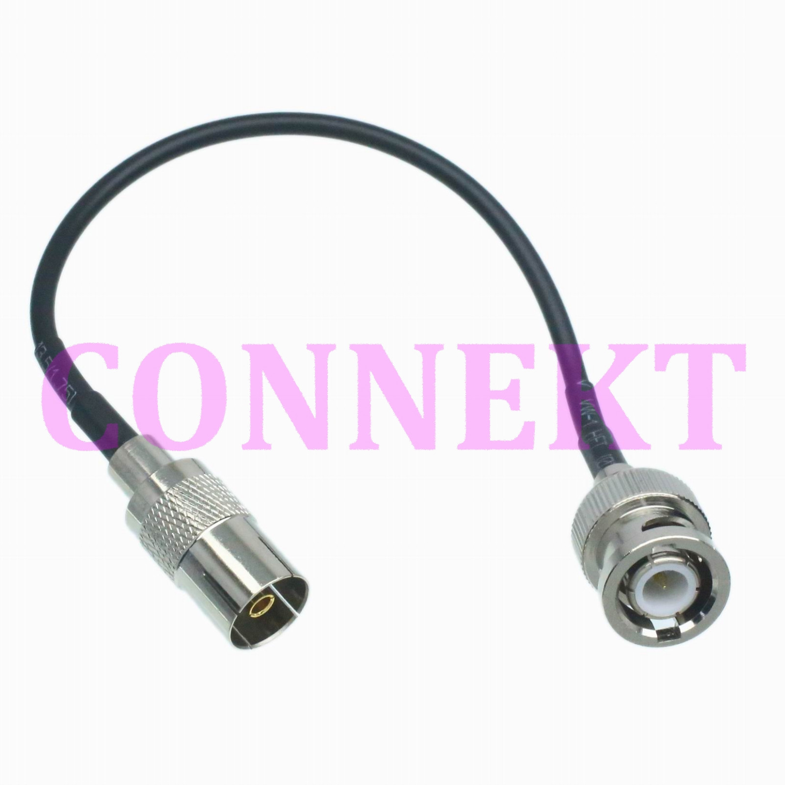 BNC male to IEC DVB-T TV PAL female RG174 cable jumper pigtail 15cm