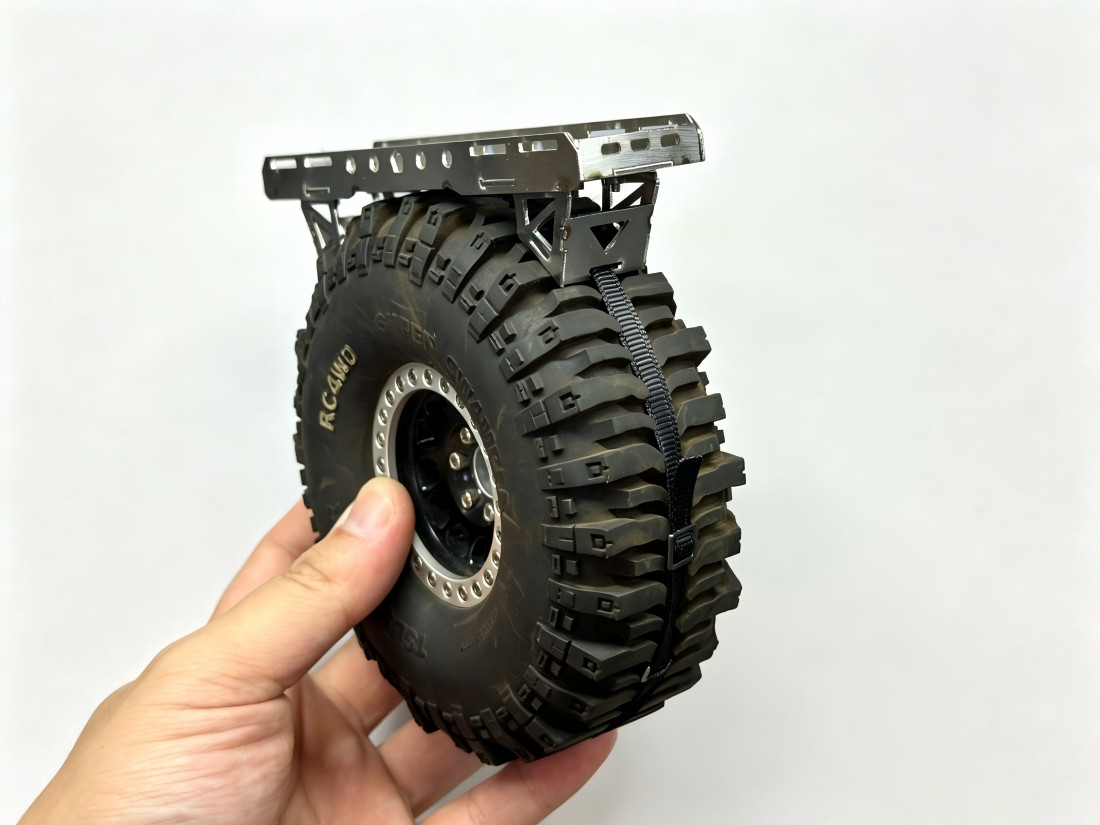 RC Steel Spare Tire Rack for RC TRX4 SCX10 Universal Fit Multi Model Compatible