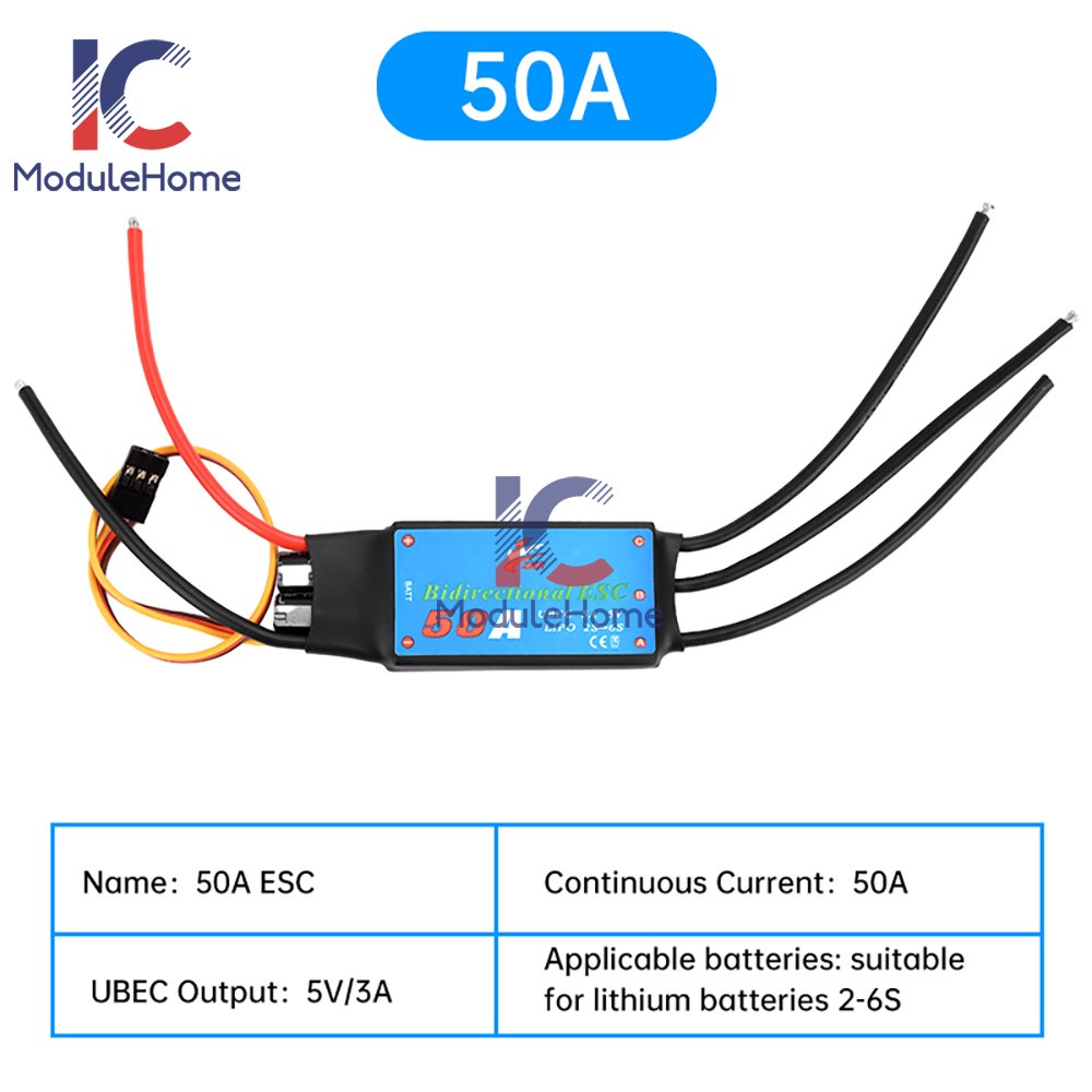 20A/30A/40A/50A Bidirectional Brushless ESC for Remote Control Ship Pneumatic