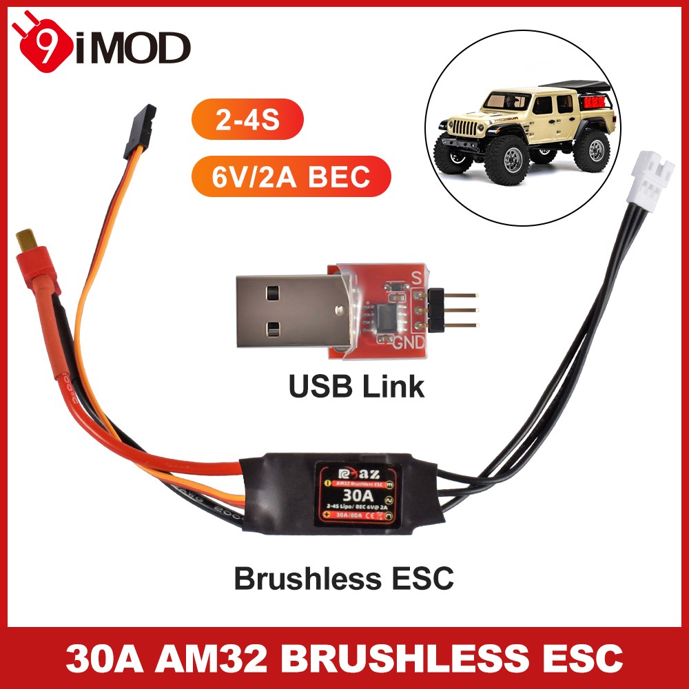 AM32 Mini Brushless ESC 80A 40A 30A +USBLink for 1:10 1:18 1:24 RC Crawler Car