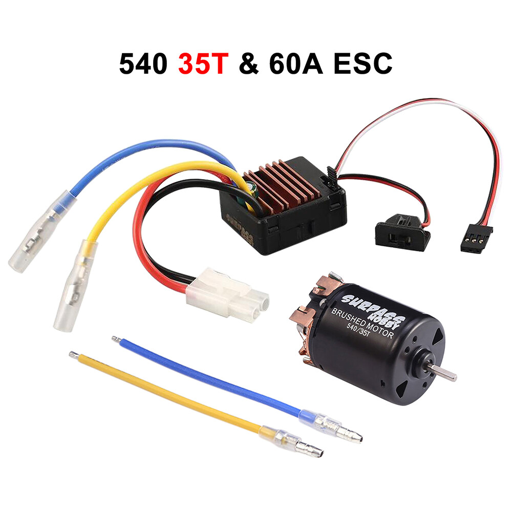 540 Brushed Motor 13T 17T 21T 23T 27T 35T 45T 55T 80T 60A ESC for 1/10 RC Car
