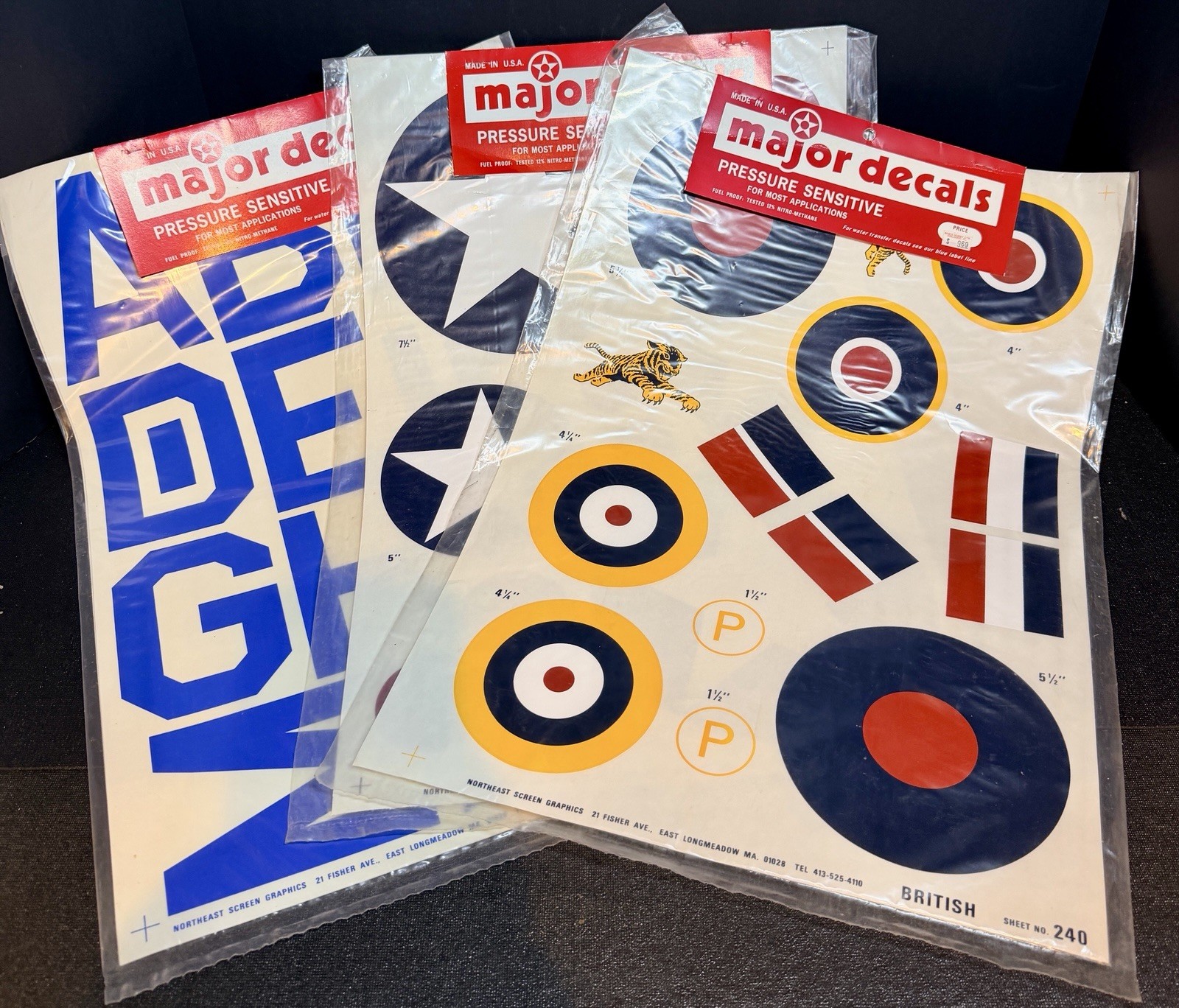 3 Major Decals Pressure Sensitive Letters & Symbols RC Aircraft Models US Seller