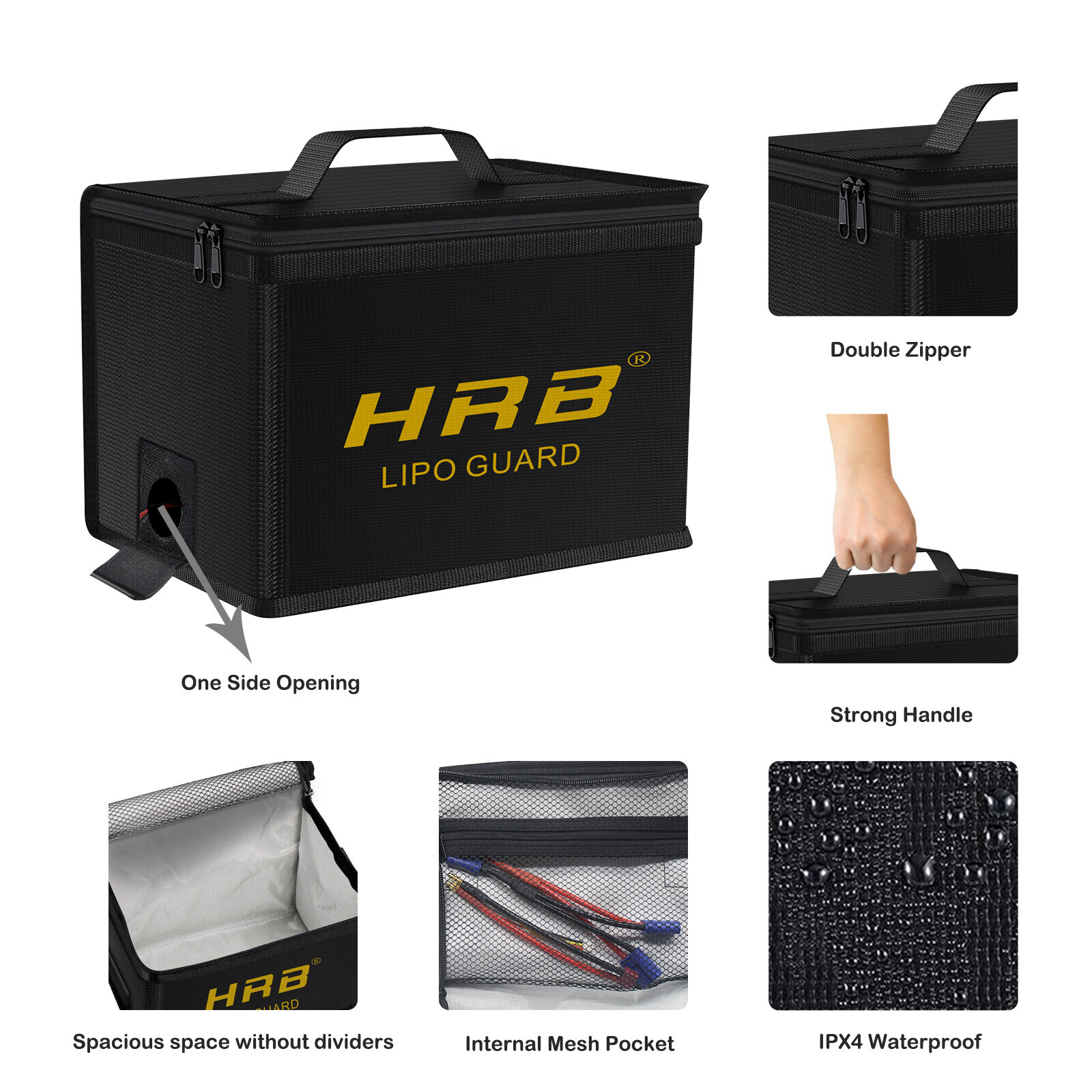 HRB Lipo Battery Safe Guard Fireproof Explosionproof Bag Charge & Storage US