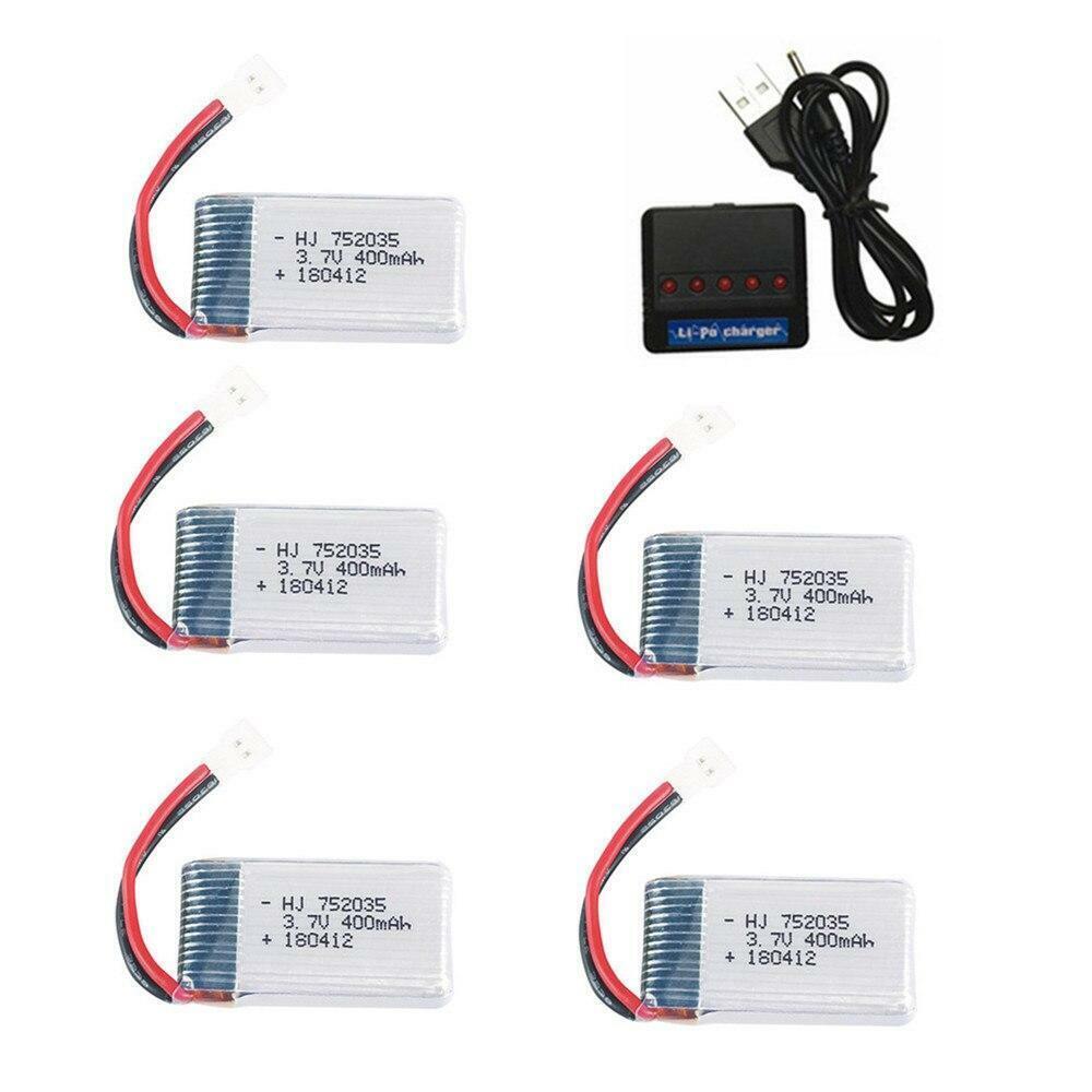 3.7v 400mAh 752035 Li-po Battery+3.7v Charger for H31 X4 H107 H6c Ky101 E33c E3
