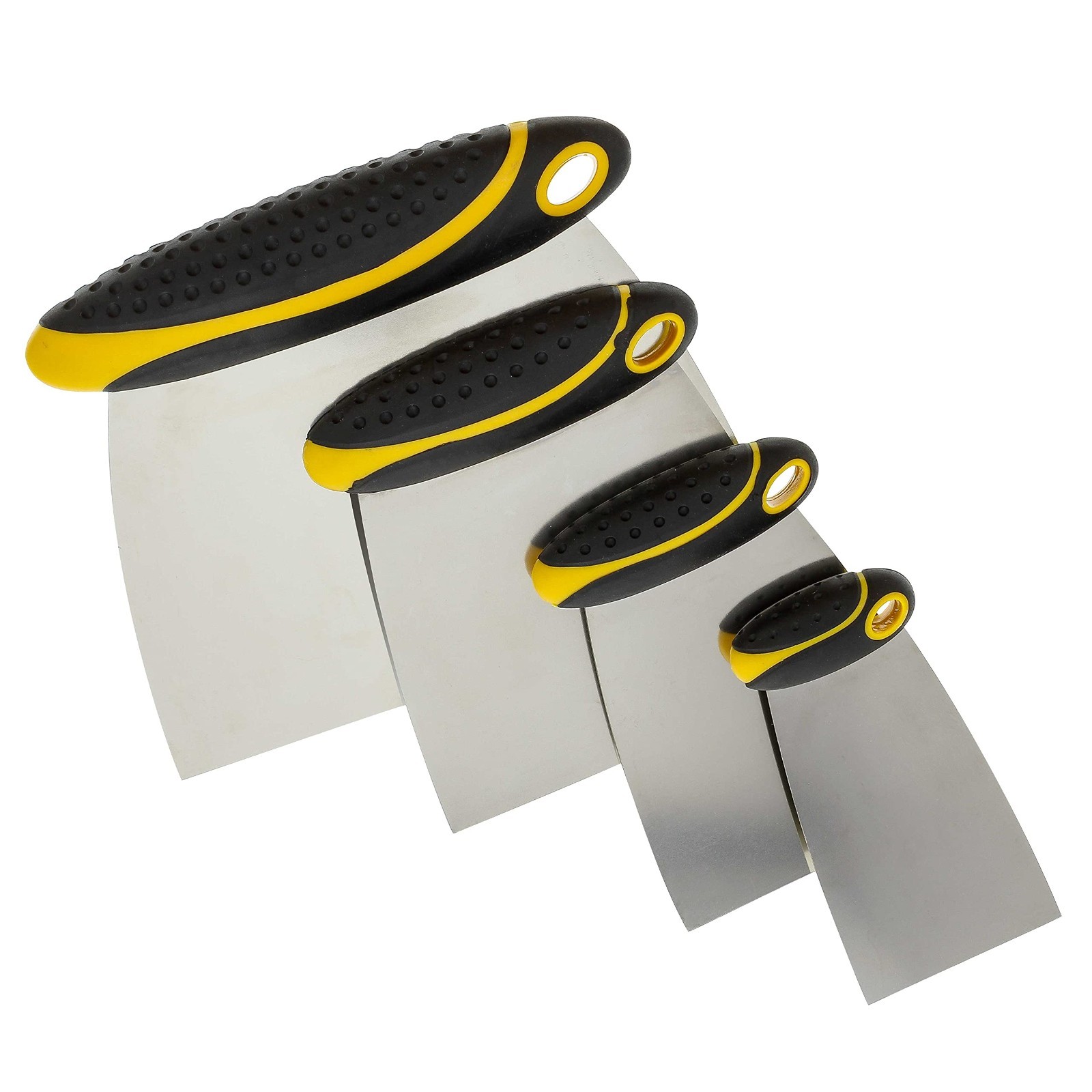 4-Piece Carbon Steel Body Filler Spreader & Putty Scraper Set – Ergonomic Handle