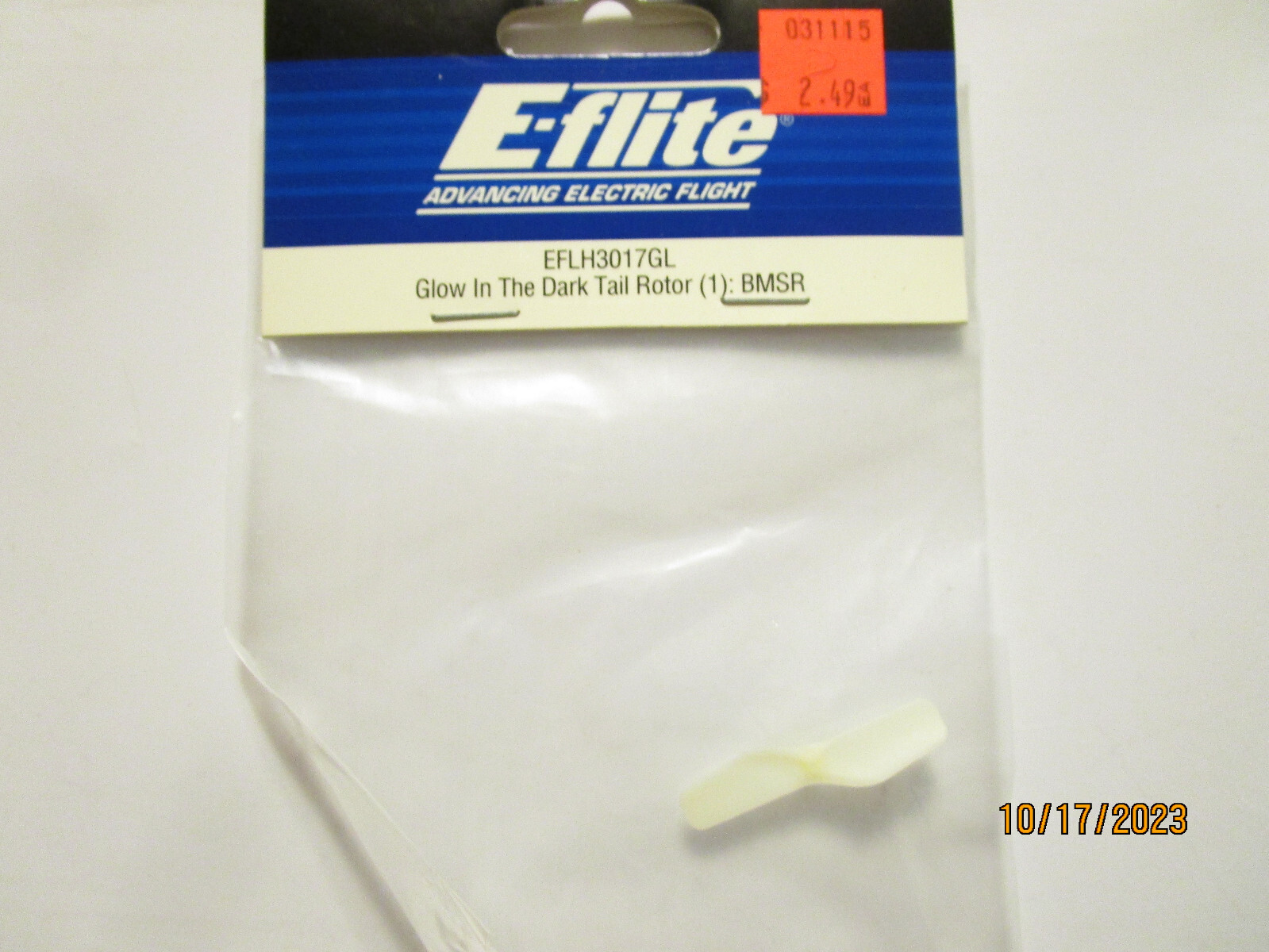 E-FLITE EFLH3017GL TAIL ROTOR, GLOW IN THE DARK (1): BMSR