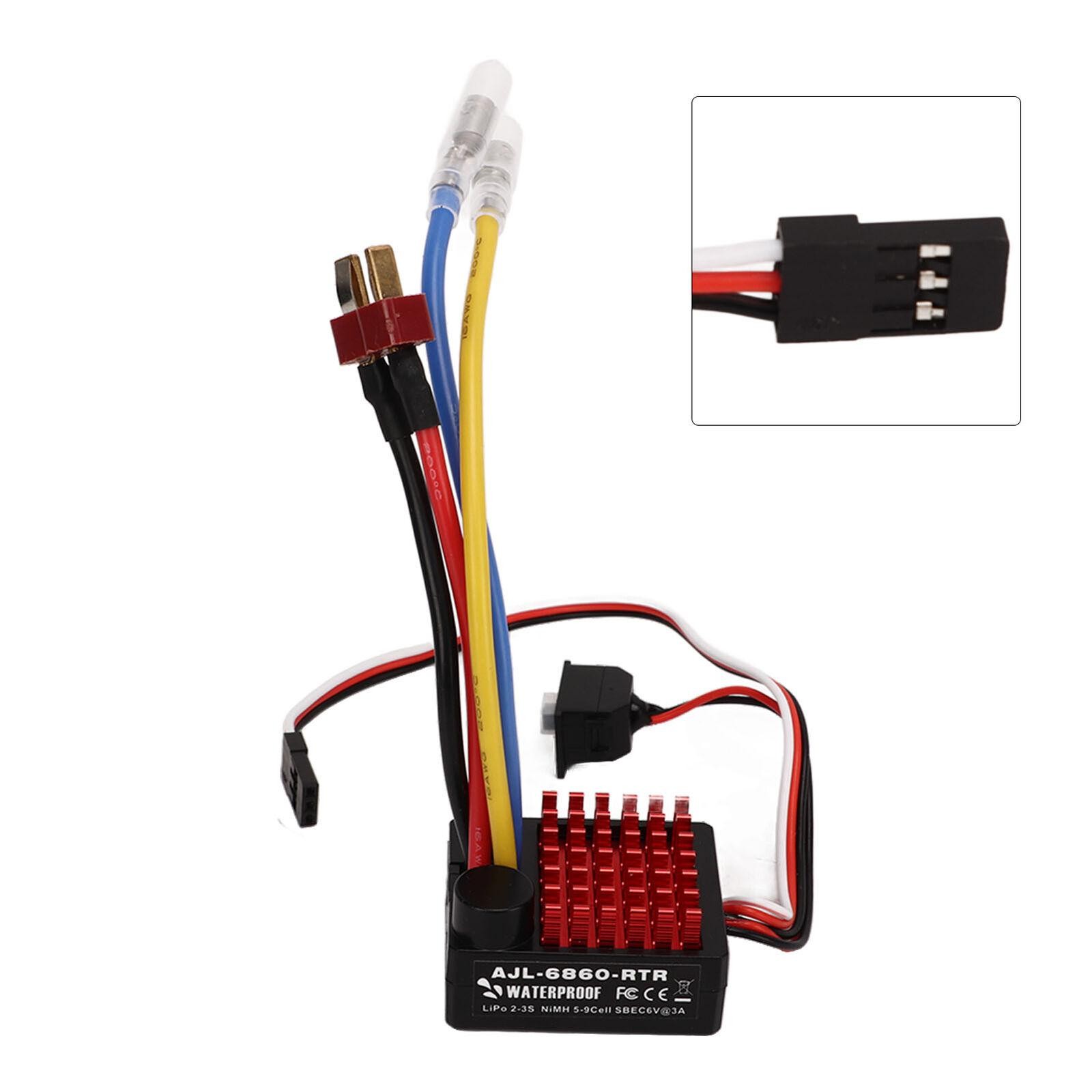 Brushed 60A ESC Waterproof Speed Control 2S-3S LiPo for 1/10 RC Cars Boat