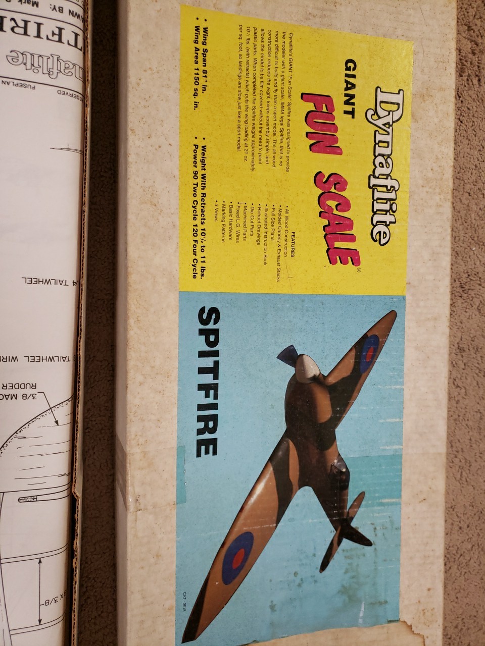 Dynaflite Kit – Giant Fun Scale SPITFIRE – 81″ wingspan – NIB – JT25