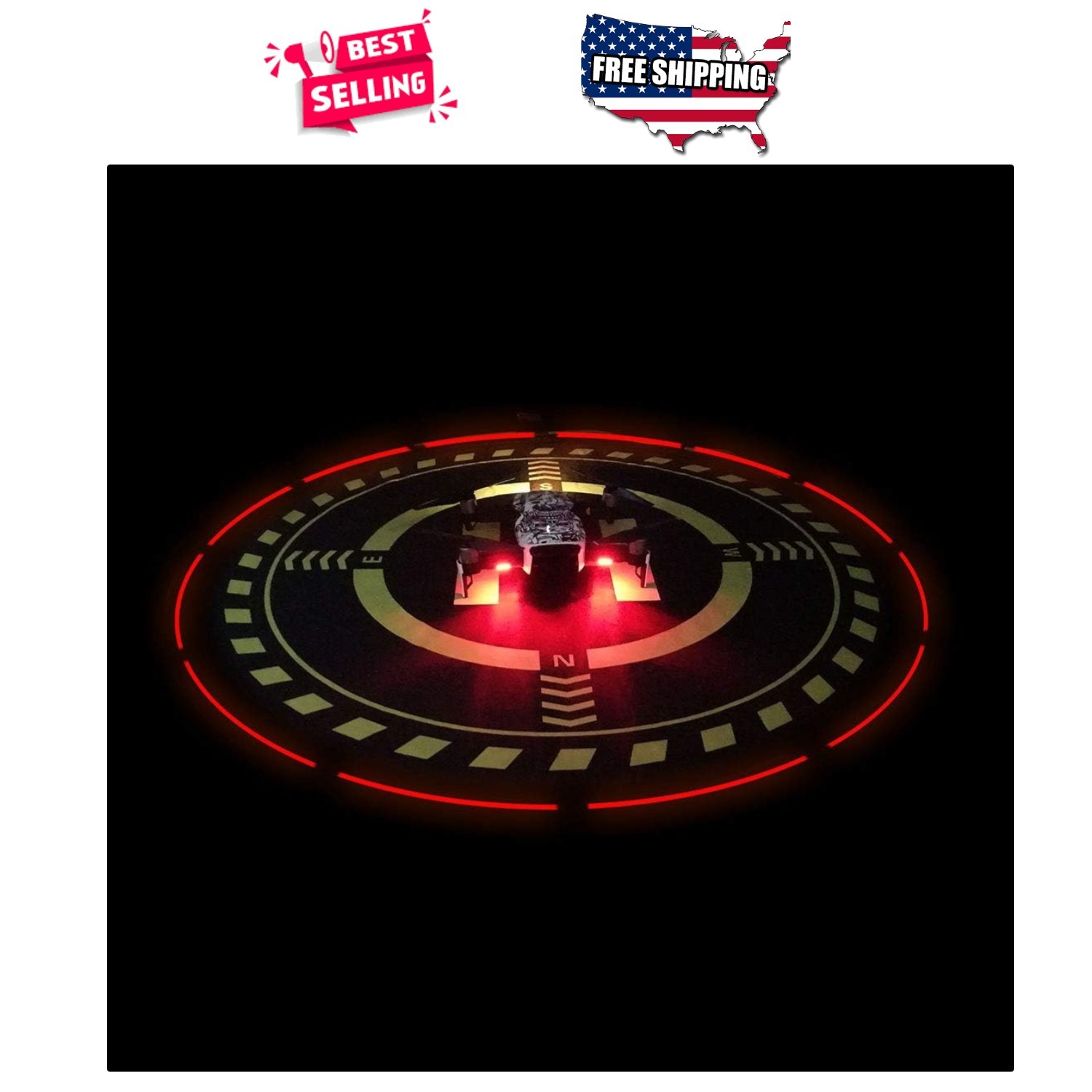 Drone Landing Pad 27.6in Waterproof Foldable Mat with LED Night Light for DJI RC