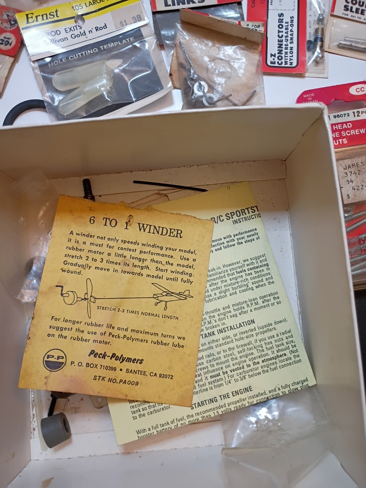 Vintage RC Model Airplane Parts Lot, Du-bro,Ernst,Sig,pylon,Granite,CB, etc