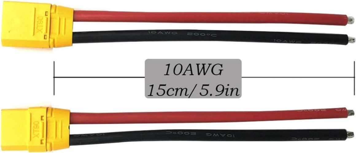 Amass XT90H XT90 Connectors with 150mm 10AWG Silicon Wire 3 Pairs for RC Dron…