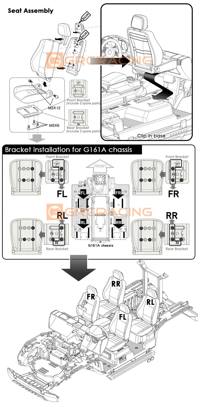 Interior kit G500 G63 6 × 6 Simulation Seat # G161G For TRX4/6 Mercedes Benz