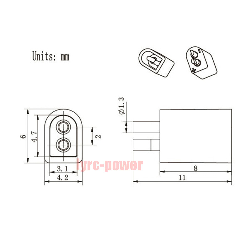 BT2.0 to PH2.0 Banana Pin Connector Plug 22AWG Cable for 1S Drone Charge Battery