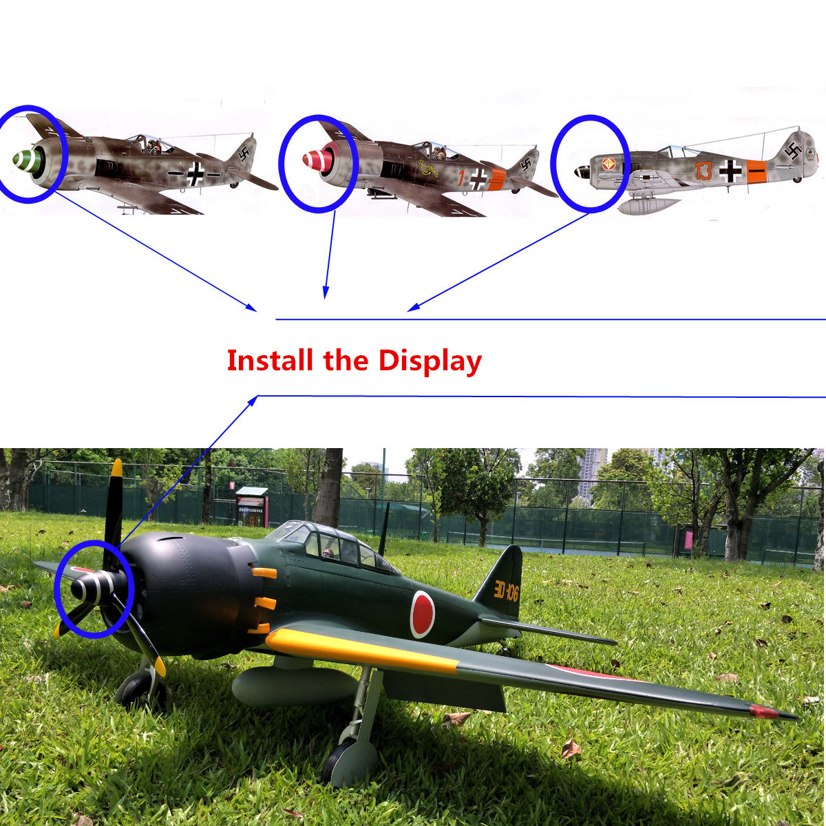 1pc 2.5inch/63mm CNC Aluminum Spinner for WWII FW190 Zero Fighter OS55 ASP40-52