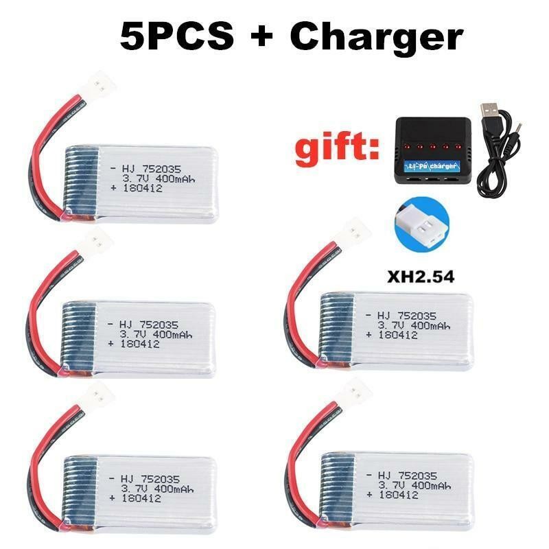 Lipo Battery 752035 3.7v 400mah 20c For Hubsan X4 H107 H107d H107l Jd385 388 Rc