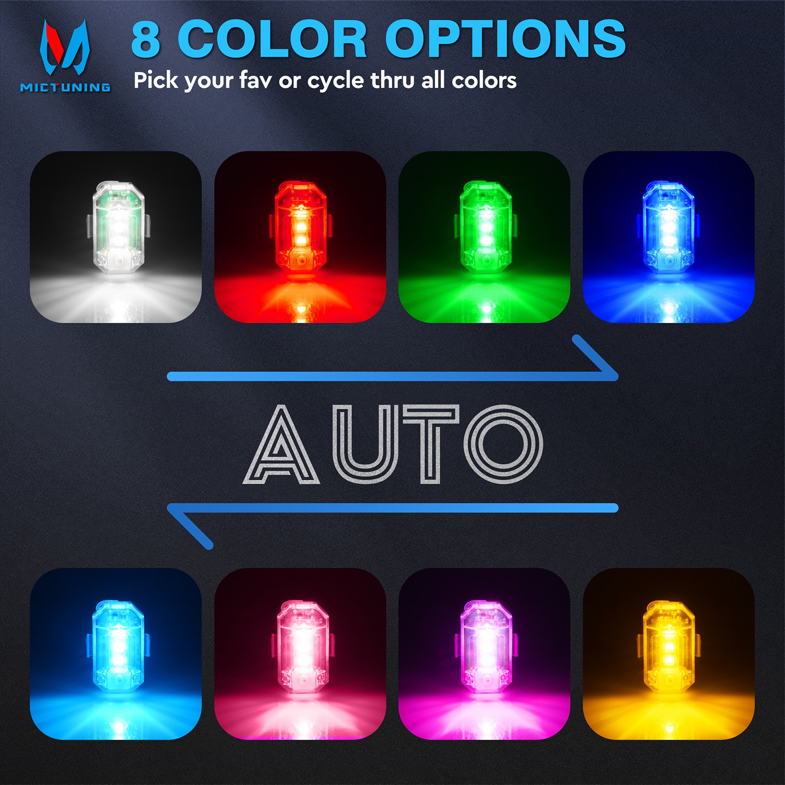 8PCS Wireless LED Strobe Lights Remote Anti-Collision Lights for Car Truck Bike