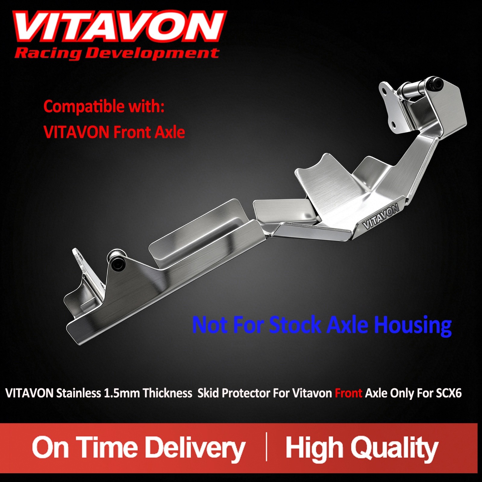 VITAVON Stainless 1.5mm Thickness Skid Protector For Vitavon Axle Only For SCX6