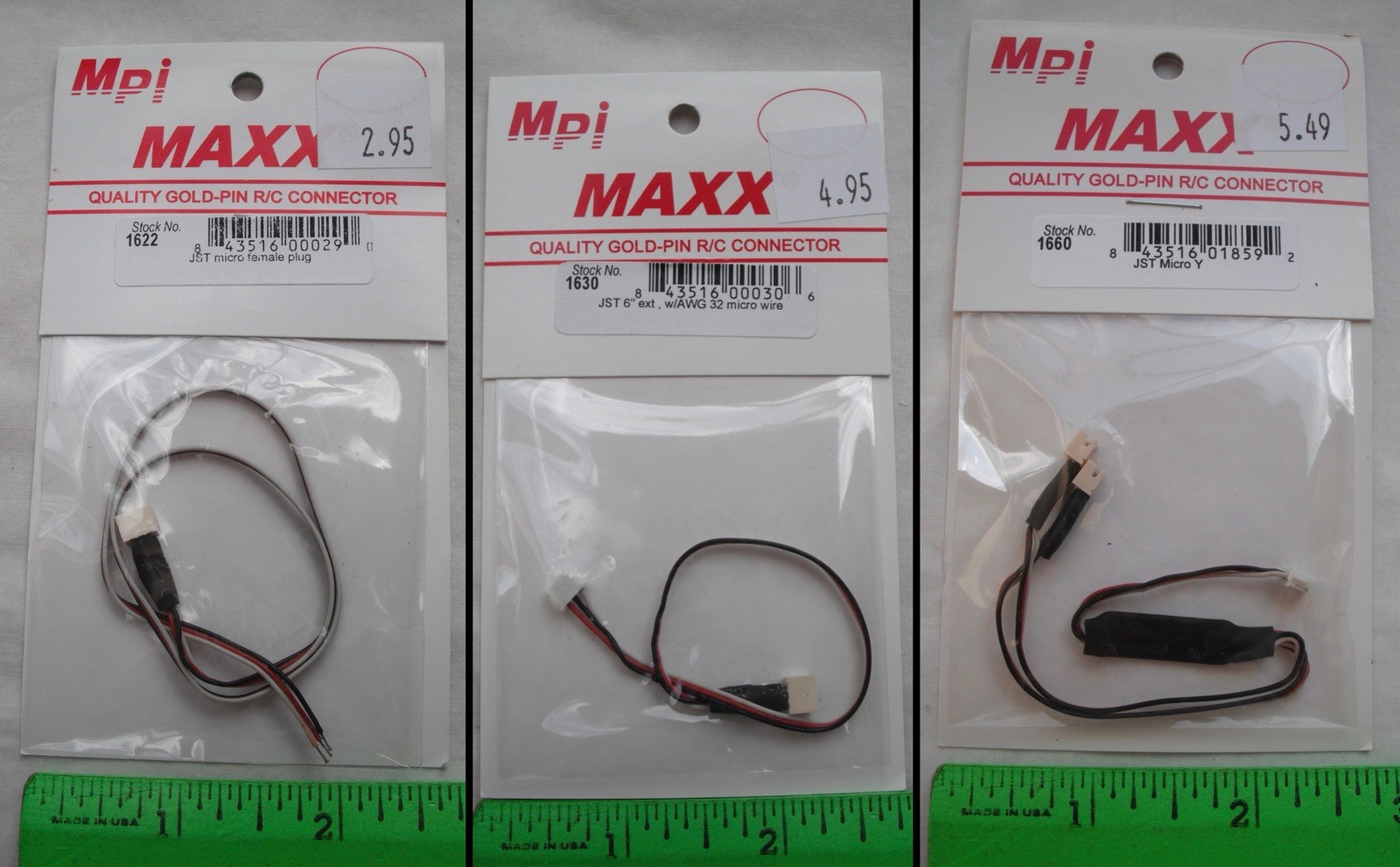 Lot of 3 Maxx Products Mpi 1622 1630 1660 Cable, Extension Y, JST Micro, Wire