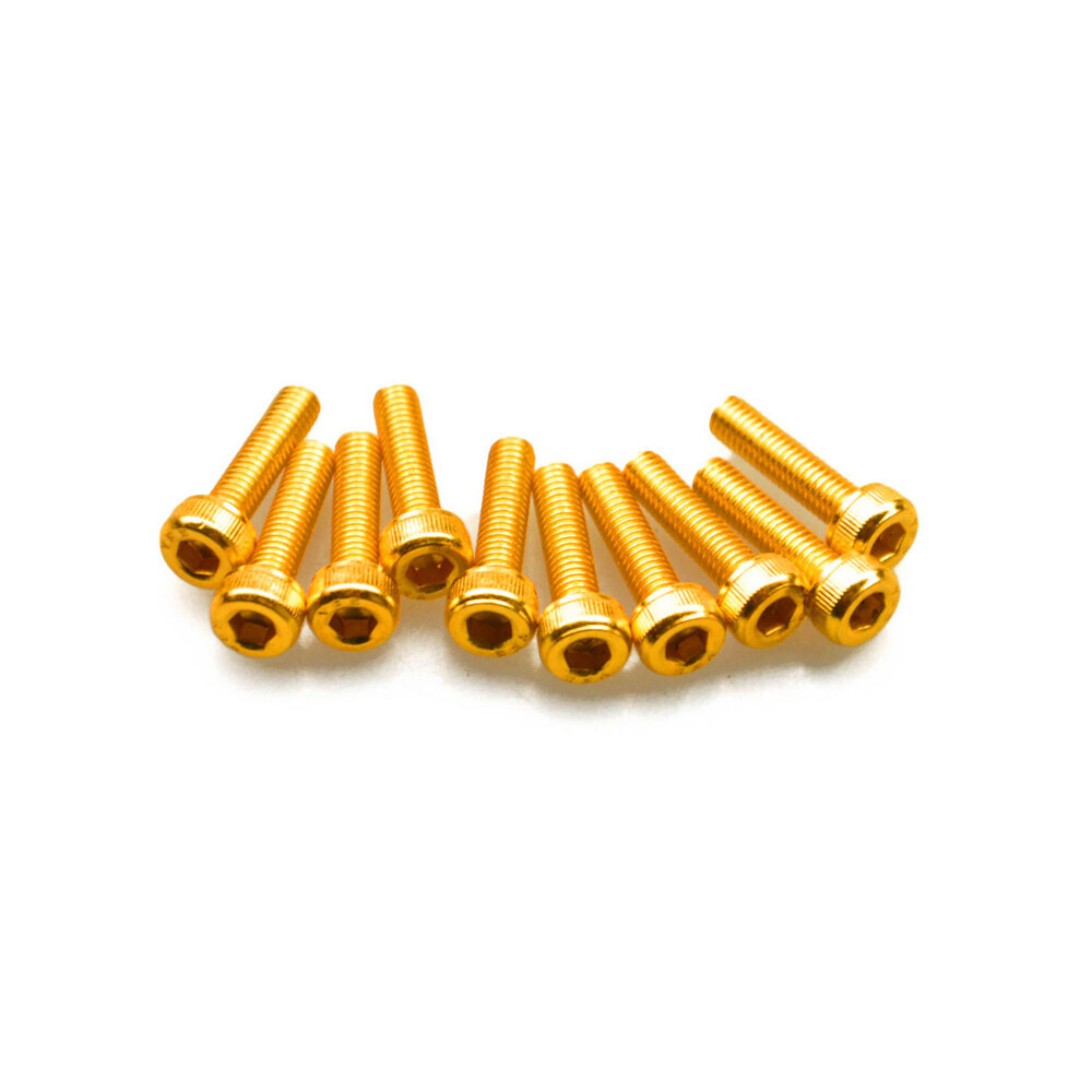 FLYXM 10/20X M3*6/8/10/12mm Gilded Hexagon Socket Cap Head Hex Screw Bolts New