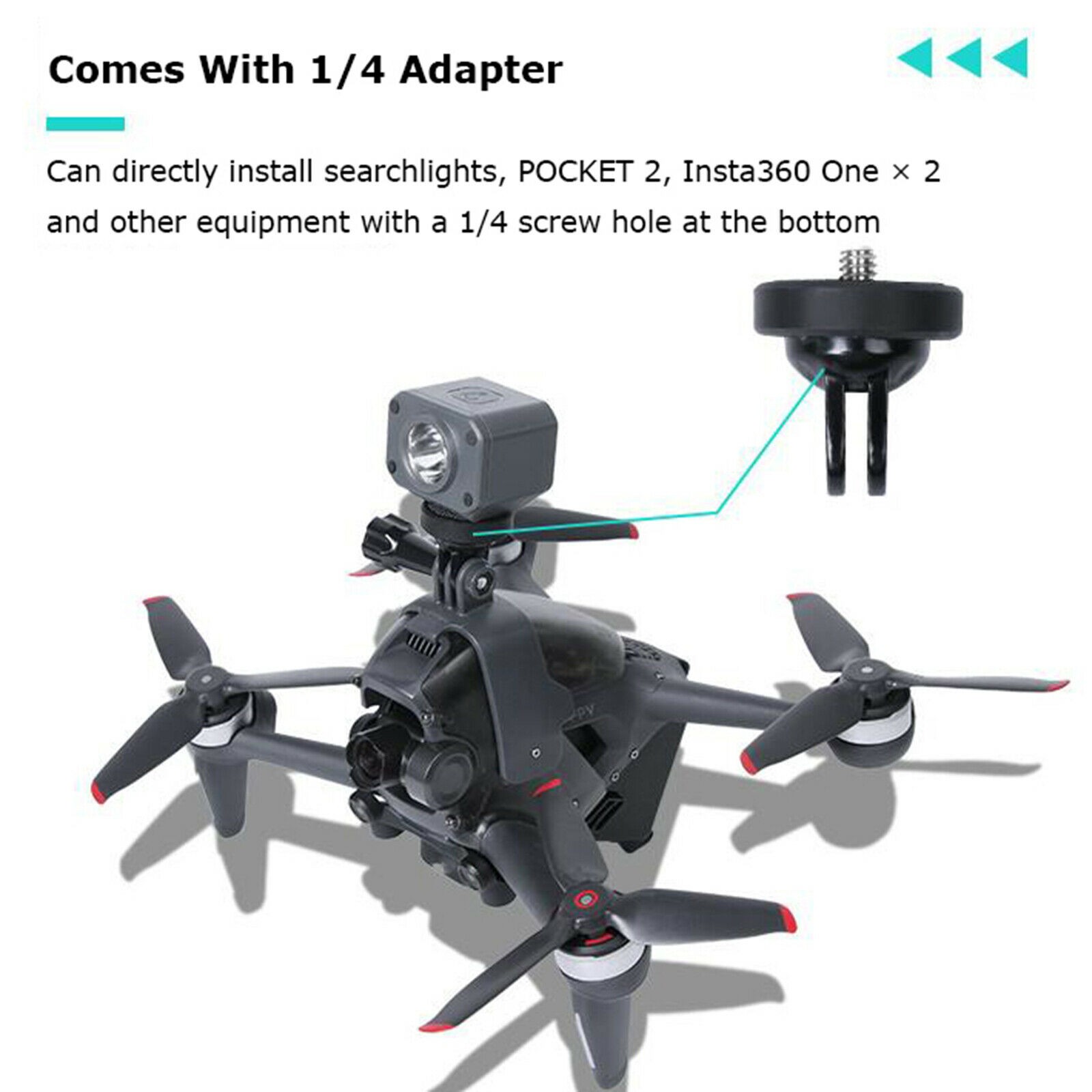 Plasitc Expansion Mount Bracket & Searchlight Kit For DJI FPV Drone Sunnylife A