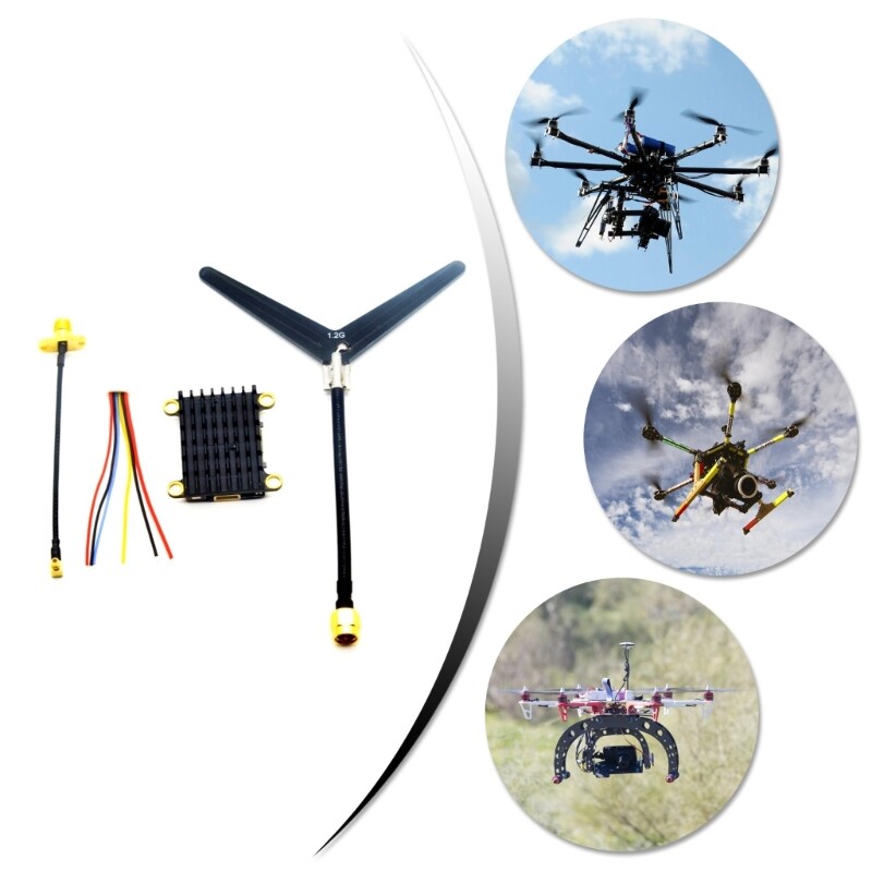 2W Wireless Video Transmission Module for Drones Featuring 1200 Frequency