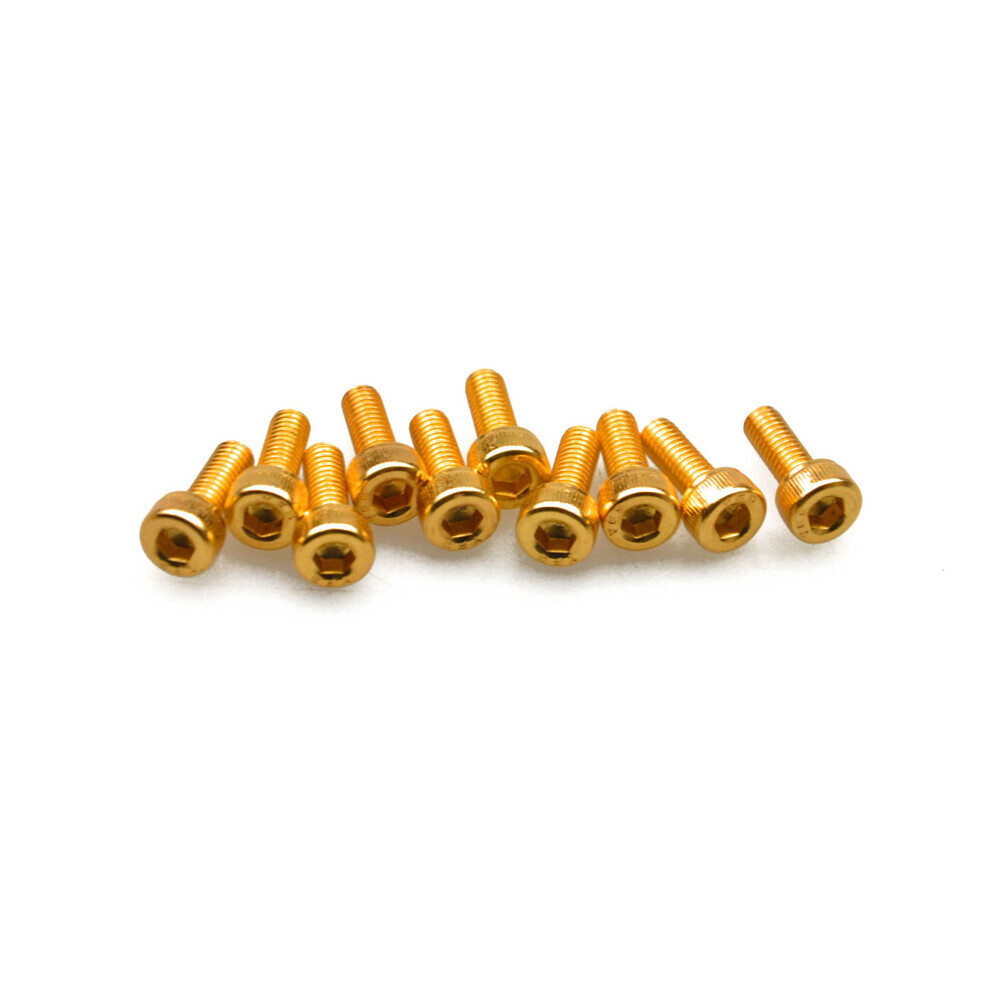 FLYXM 10/20X M3*6/8/10/12mm Gilded Hexagon Socket Cap Head Hex Screw Bolts New