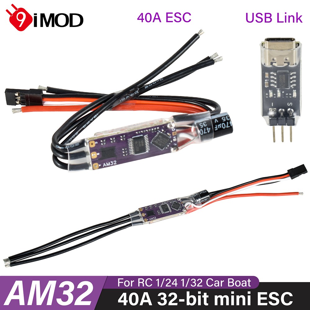 AM32 Mini Brushless ESC 80A 40A 30A +USBLink for 1:10 1:18 1:24 RC Crawler Car