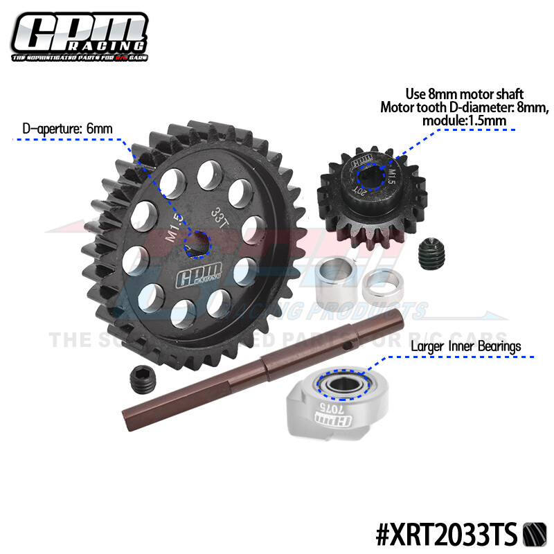 GPM Chrome Spur Gear 33T/35T/20T for TRAXXAS Xmaxx 6S/8S XRT M1.5 RC CAR