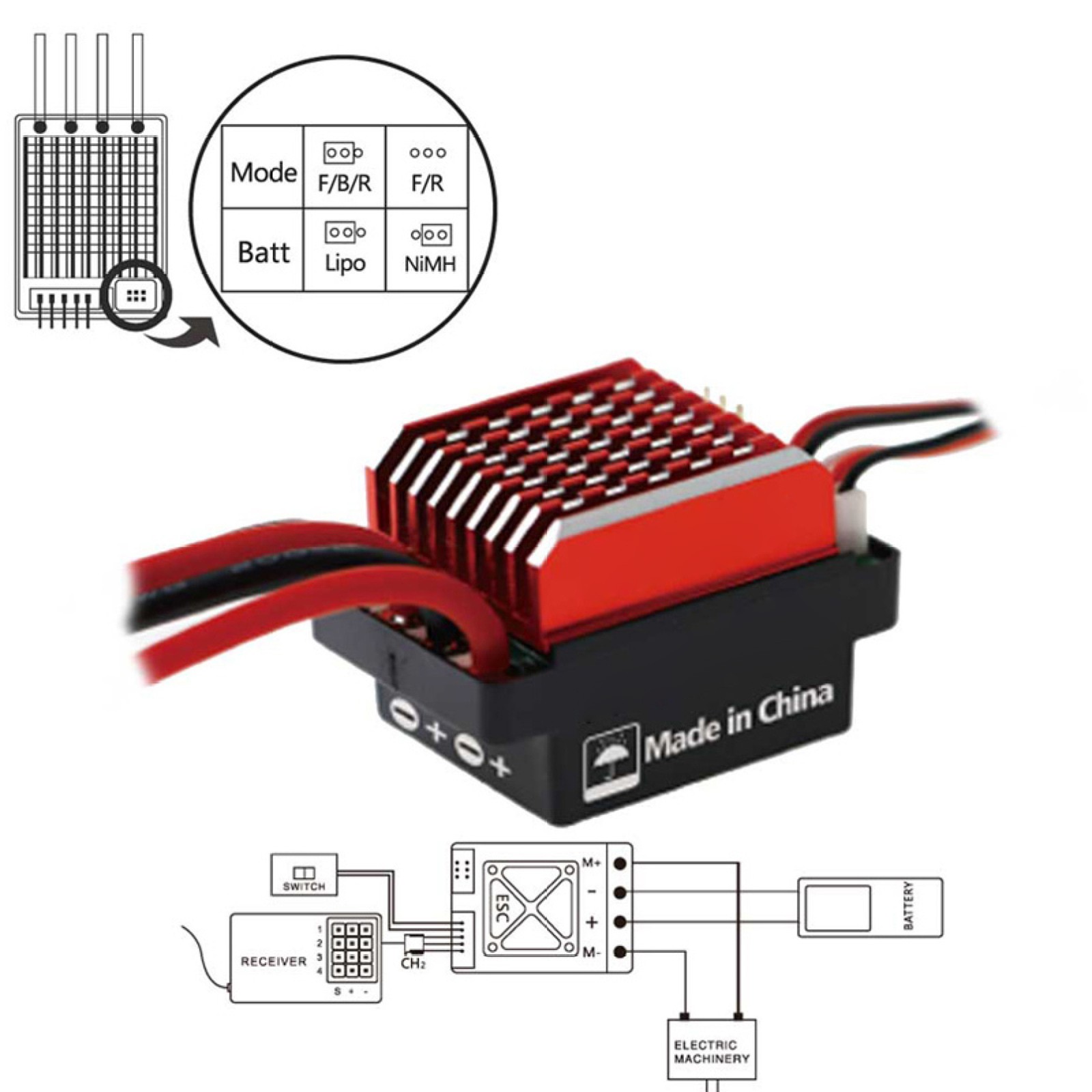 6-8.4V Two-Way 60A Brushed Electric Speed Controller ESC for 1/10 RC Car Crawler