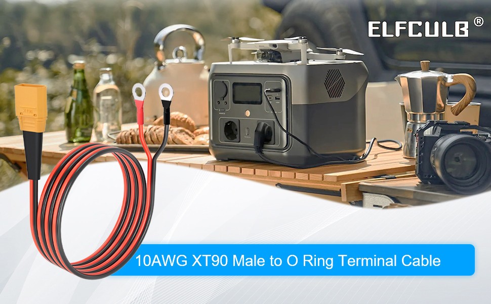 10 AWG XT90 Male Connector to M8 O Ring Terminal Extension Battery Cable for RC