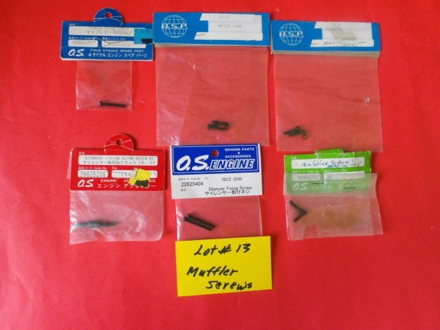 VINTAGE RC AIRPLANE ENGINE PARTS OS ASP MUFFLER SILENCER SCREWS LOT 13