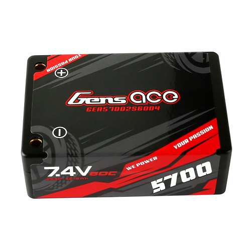 Gens Ace 5700mAh 2S3P 7.4V HardCase Lipo Battery Pack With Bullet To Deans Plug