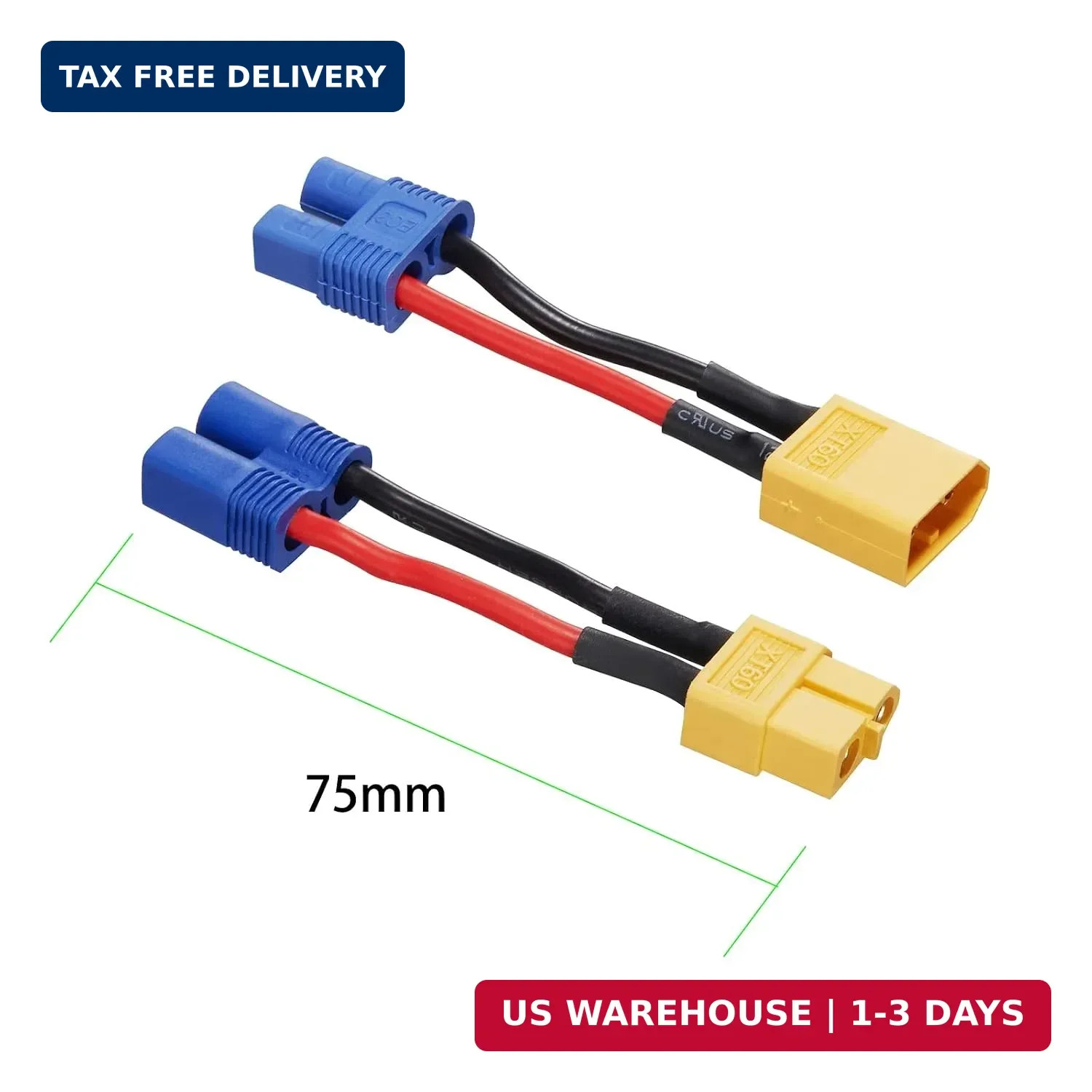 XT60 to EC3 Male Female Adapter Connector with 5CM Cable for RC FPV Drone Car Li