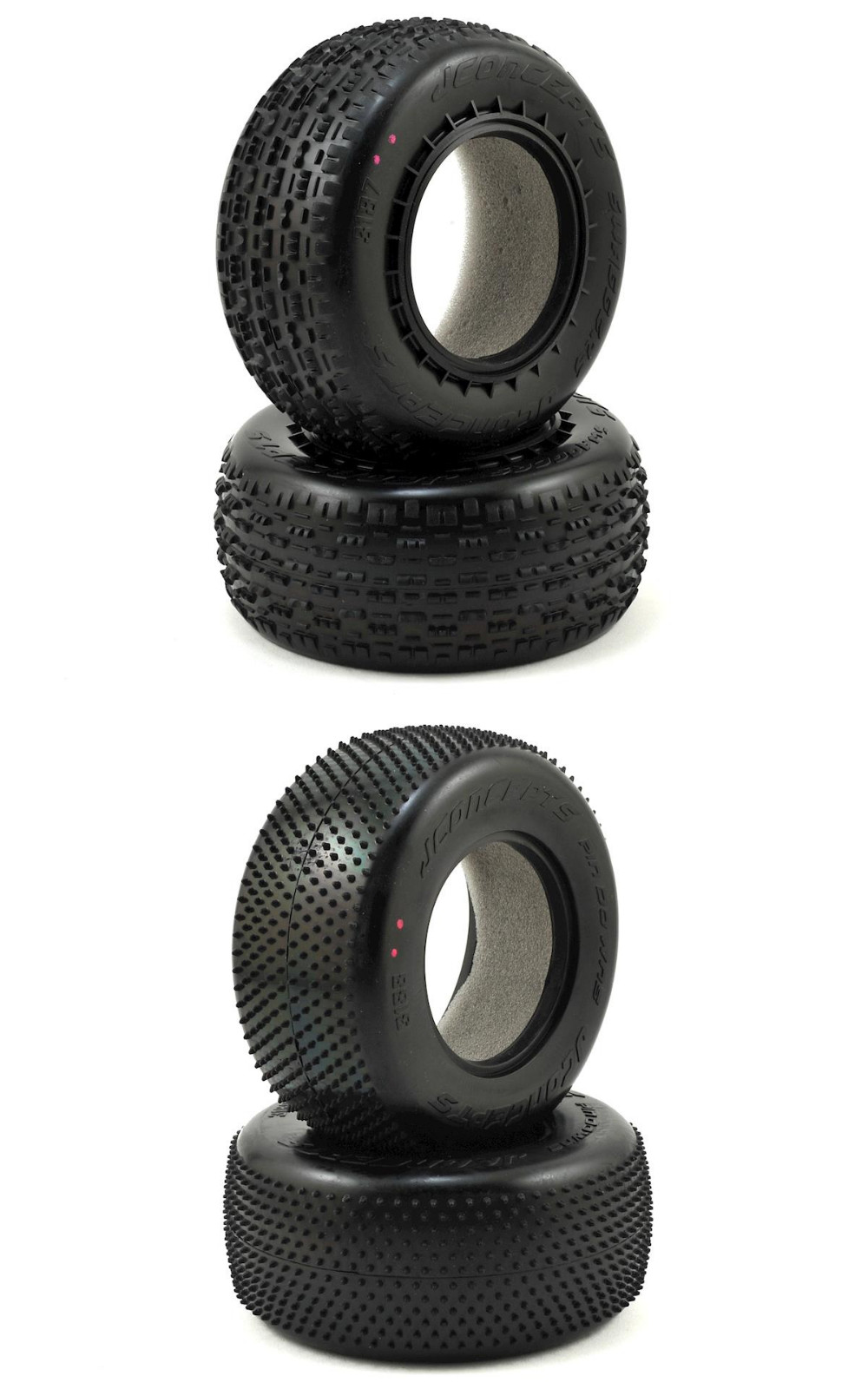 JConcepts Swaggers, Pin Downs Short Course SC or Stadium Truck Carpet Tires (2)