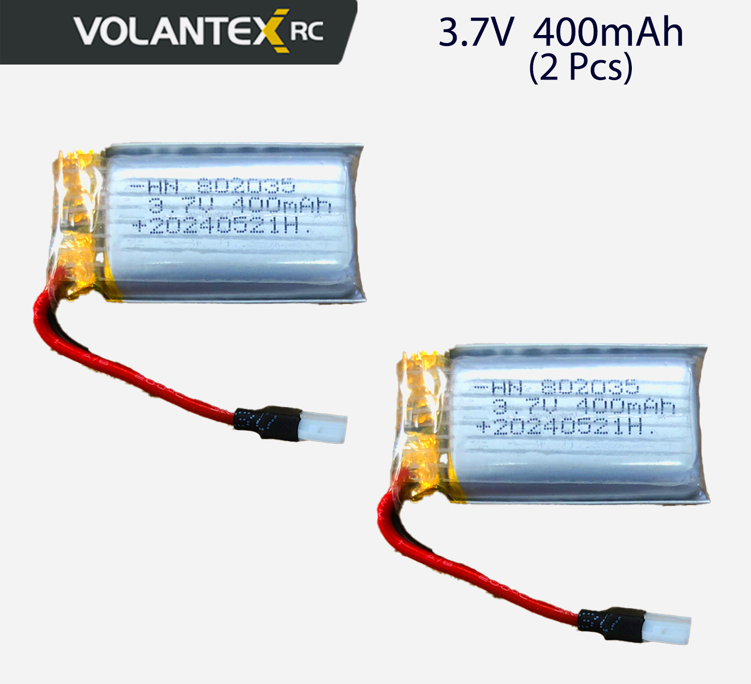 Volantexrc 3.7V 400mAh Li-Po Battery 2PCS, Compatible for F4U/ P51D RC Plane