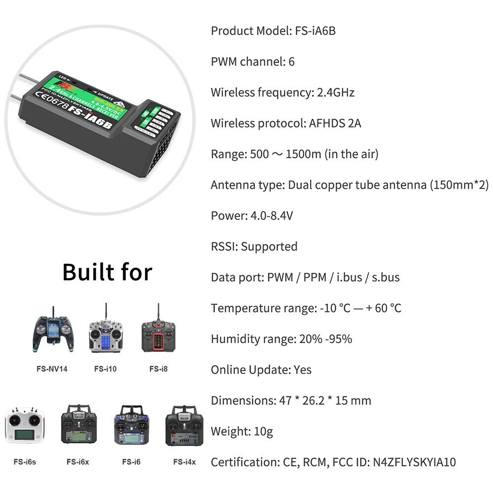 Flysky FGR4S FGR4P FGR4B FS-GR3E FS-R6B FS-iA6 FS-iA6B FS-BS6 FS-R9B RC Receiver