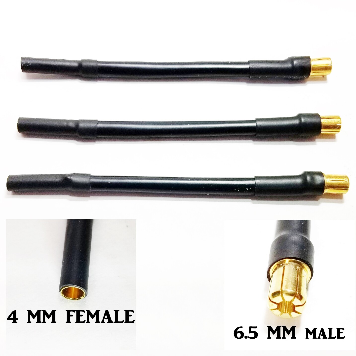 RCP Motor Wires 6.5mm Male to 4mm Female Brushless Motor Wire Adapters 3 or 6″