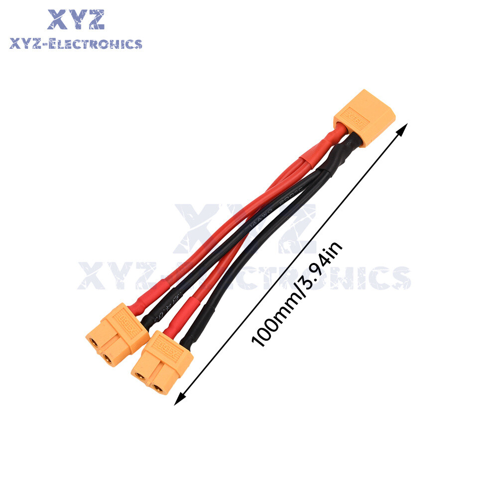 1pc XT60 Male/Female Cable Parallel Battery Connector 14AWG Silicone Wire for RC