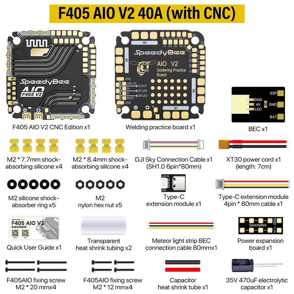 SpeedyBee F405 AIO V2 Flight Controller 35A 40A ESC 2IN1 For DJI O3 O4 Air Unit